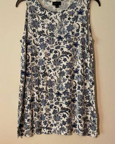 J.Jill  wearever easy a line tank blue white floral size small long tunic