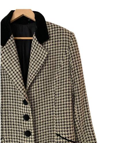 Houndstooth Vintage 90’s Oversized  Blazer With Velvet Collar