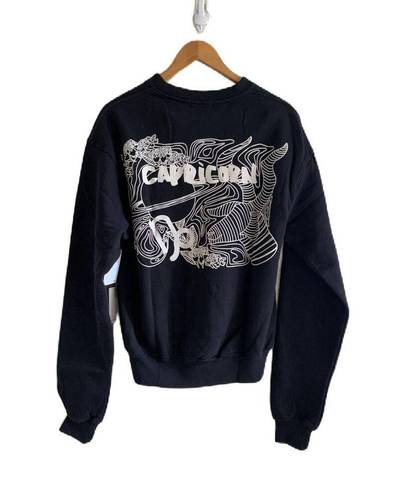 Good American  Capricorn Zodiac Sweatshirt in Black XS NWT