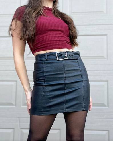 BB Dakota  by Steve Madden Vegan Leather High Waisted Belted Mini Skirt 4