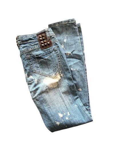 Rocawear Womens  Hannah Skinny Leg Studded Acid Wash Jeans - Sz 9