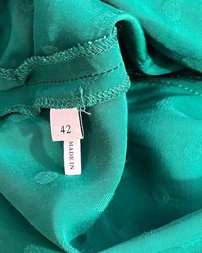 Sandro  Paris 42 8 10 Claudia Emerald Green Dot Jacquard Dress Mini Satin Viscose