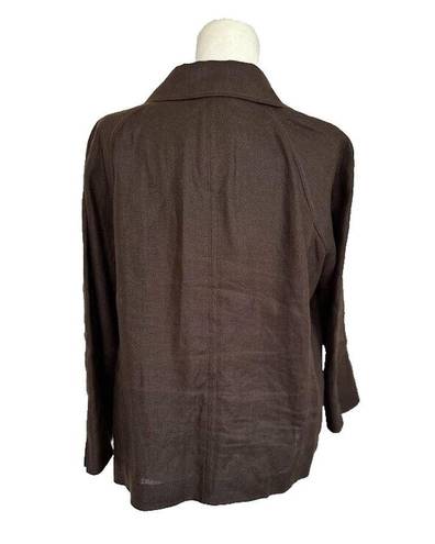 Talbots  Pure Irish Linen Open Front Boxy Blazer Jacket Woman Brown Plus Size X