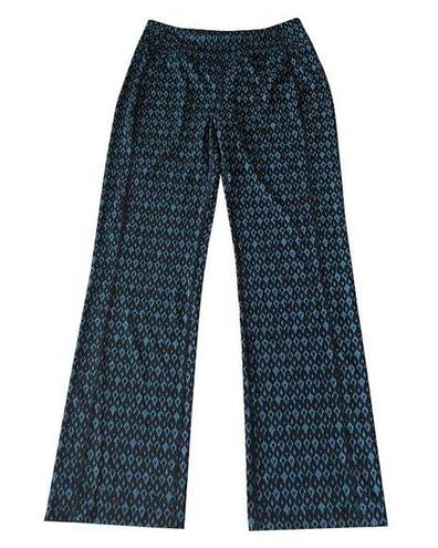 Coldwater Creek  Black and Blue Ikat Print High Rise Straight Leg Athletic Pants