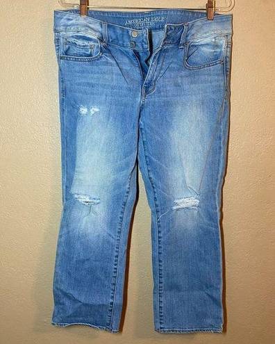 American Eagle  Artist Crop Jeans Womens Size 14 light Blue Denim Stretch