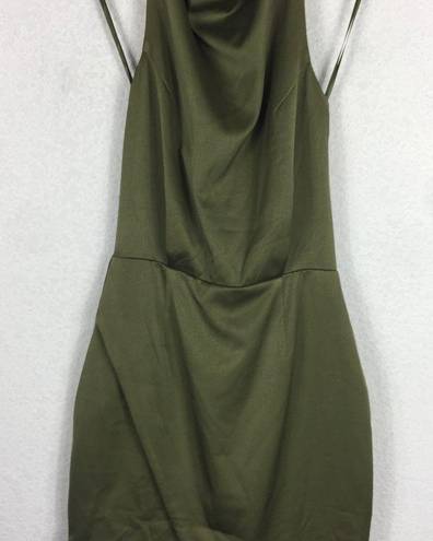 Elliatt NWT  Camo Olive Green Satin Halter Asymmetric Cocktail Mini Dress XS