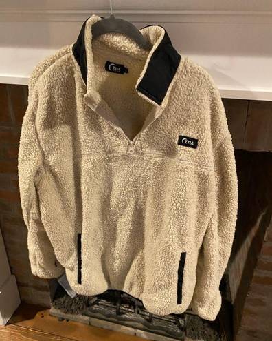 Zyia  Large Ivory Fuzzy Sherpa Pull Over Active Gear Warm Loungewear