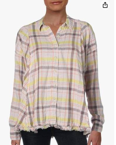 We The Free  Womens Seeking Starlight Plaid Button Front Casual Top Pink S