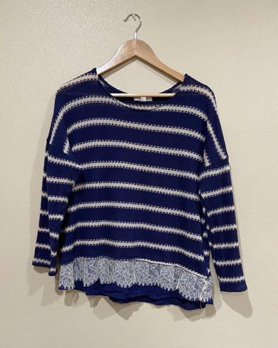 Dress Barn Striped Lace Pullover Sweater size large