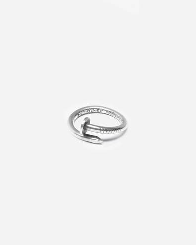 Chrome Hearts Silver Twisted Flat Head Nail Ring