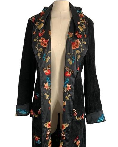 Mandalay Embroidered Suede leather Duster Trench Coat Size 6 NWT