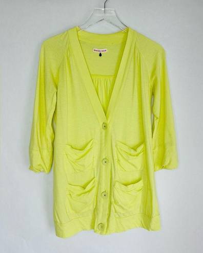 Rebecca Taylor  Lemon Yellow Cotton Cardigan Sweater Jacket Top Size S