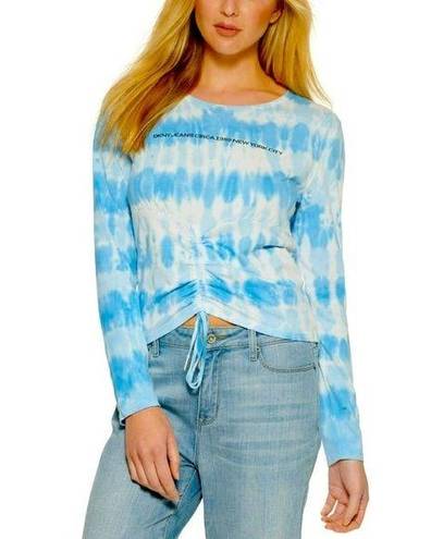 DKNY Jeans Womens Logo Casual Cropped top long sleeves