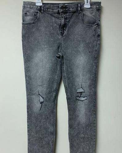 Wonder Nation  16 Slim Husky Grey Wash Distressed Skinny Jeans Denim Gray