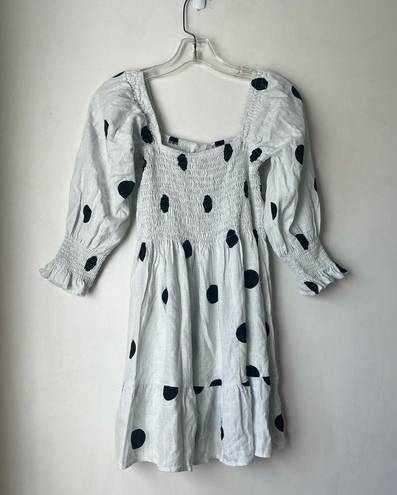 Petal and Pup  Kerferd White & Black Polka Dot Puff 3/4 Sleeve Mini Dress 8