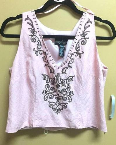 Petite Cropped Pink Tank Tan Size 10