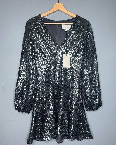 Alexis Renada Sequin Long Sleeve Mini Dress NWT in Gunmetal Size Medium Silver