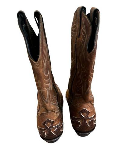 Laredo  Women's Brown Leather Western Cowboy Boots Pointed Toe Size 7 M