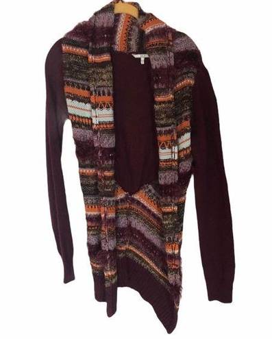 BKE  Purple Crochet Fringe Cardigan Small