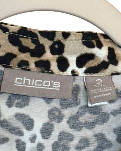 Chico's  Ladies Sleeveless Button Down Safari Leopard Print Dress Size 2