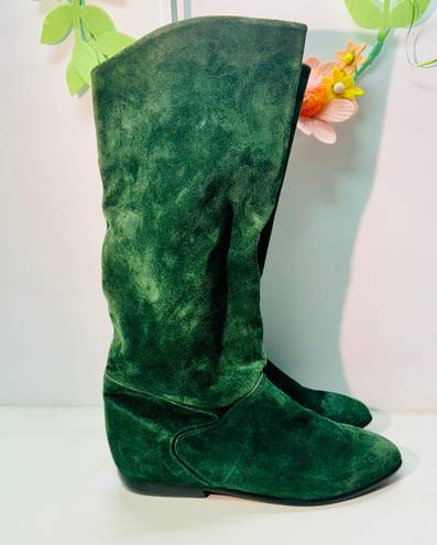 Mootsies Tootsies Vintage 80s  Green Suede Boots 8.5 Made In Yugoslavia