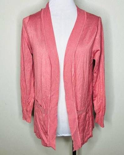 Zenana Outfitters  Cardigan MEDIUM Pink Open Front Patch Pockets Knit Barbiecore