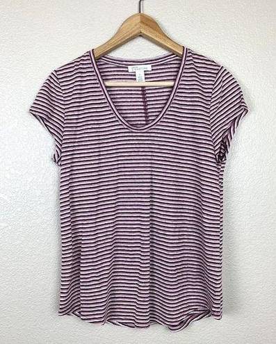 Nordstrom  Signature Women’s Small 100% Linen Striped Top Short Sleeves