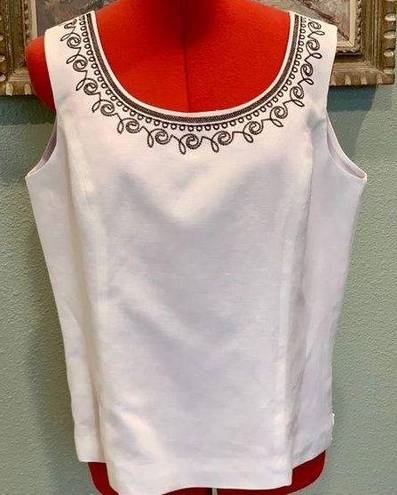 Coldwater Creek  white sleeveless linen top size 14