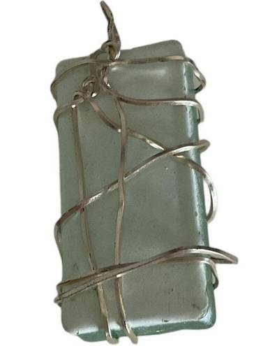 Sea Glass Pendant Handmade Wire Wrapped