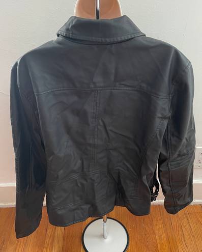 Celebrity Pink Black Vegan Leather Moto Biker Jacket, size XXL