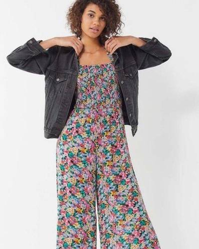 Urban Outfitters UO Lola Bright Colorful Floral Halter Wide Leg Cropped Jumpsuit