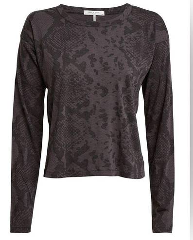 Rag and Bone  Snake Print Long Sleeve Cropped Shirt