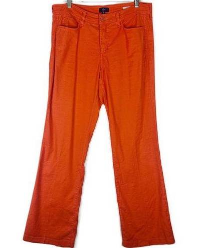 NYDJ Wylie Five Pocket Linen Trousers Size 10 Orange Wide Leg