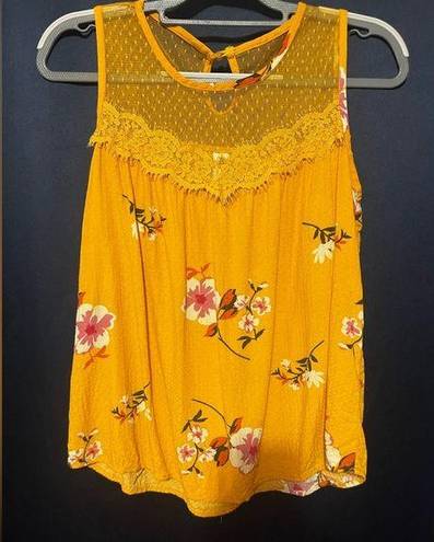 No Bo  Yellow Floral Sleeveless Top