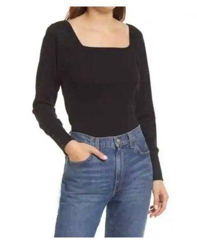 Treasure & Bond NWT  Square Neck Top In Black Size Medium