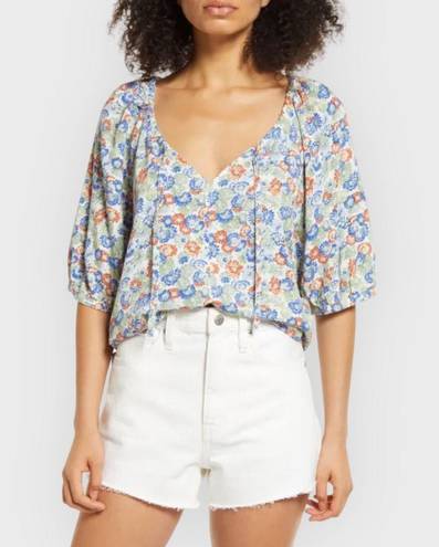 Treasure & Bond Floral Front-Tie Blouse