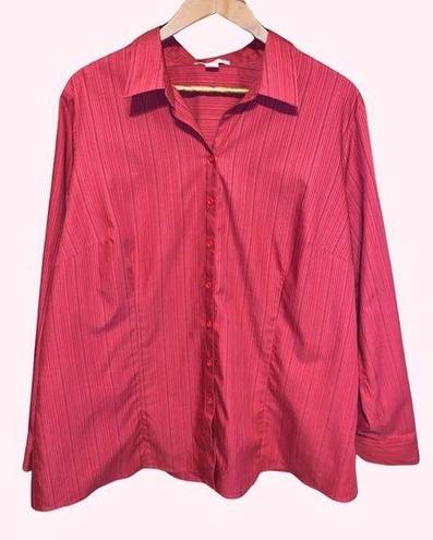 Coldwater Creek  No Iron Button Down in Red Stripe - size 2Xl (20/22)