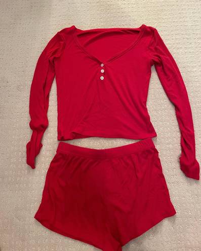 2 Piece Pajama Set Red Size M