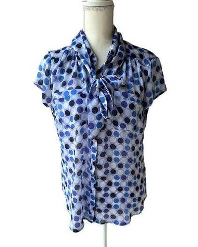 Ny&co NY &  Womens Blue Multi Polka Dot bow Top Size Large