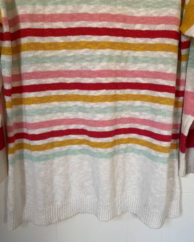 Talbots Plus Boatneck Sweater 3/4 sleeve cream rainbow stripe Women’s size 1X