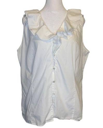 Oscar de la Renta Oscar by  white button down sleeveless blouse size 16