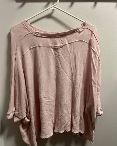 Free People Pink Cropped Shirt