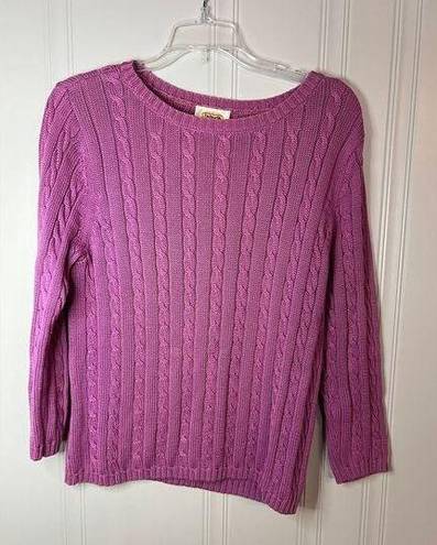 Talbots  M Cable Knit 100% Cotton Crew Neck Sweater Pink Rose Color Comfy Cozy