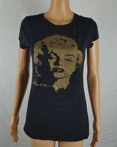 Marilyn Monroe Ejel  Black Gold Graphic Short Sleeve T Shirt Tee Fitted XL