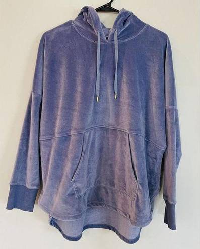 Donna Karan  Purple Velour Sweatshirt Soft S Oversized Hooded Cozy B5