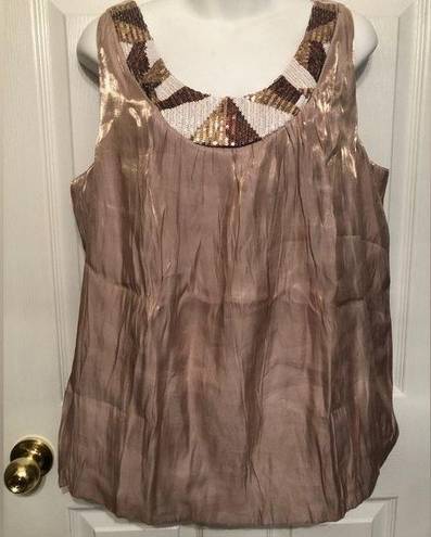 Ashley Stewart  Sz 16 Shimmer Sequin Tank Toast