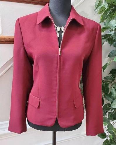 Style & Co . Women's Maroon Polyester Long Sleeve Full Zip Jacket Blazer Size 10P