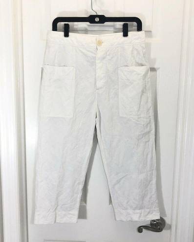 James Perse Standard  Women's White Lined Cropped Button Fly Pants Size 26