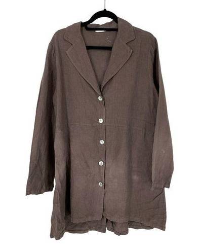 Bryn Walker  Women's Size L Linen Button Front Shirt Long Sleeve Brown *FLAWS