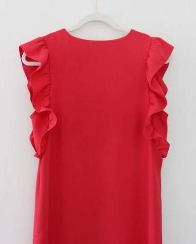 Chelsea28 Ruffle Sleeve Midi Dress in Coral Spice